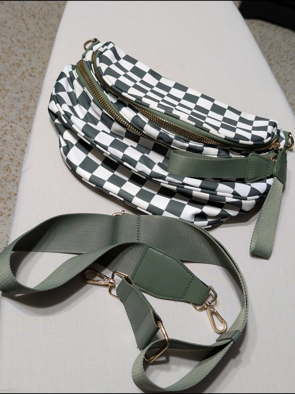 Checkerboard Crossbody Bag in Black & White